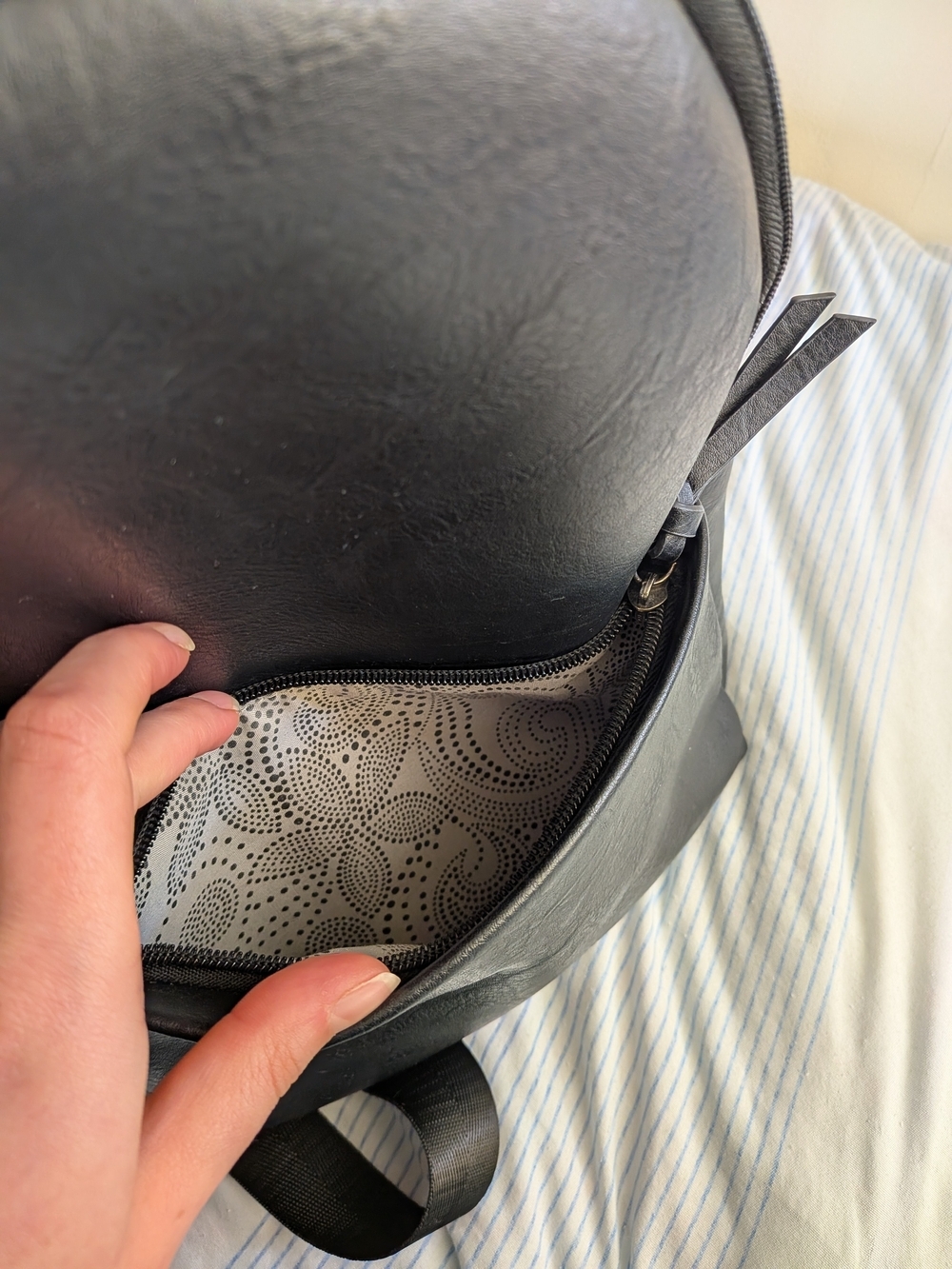 Mini Black Faux Leather Backpack - Picture 5 of 10